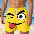 thumbnail image 2 of Qicasul Men's Funny Cartoon Face Print Shorts, 3D Funny Expression Casual Summer Pants with Elastic Waist,Yellow,L, 2 of 4