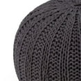 thumbnail image 2 of Simpli Home Shelby Boho Round Hand Knit Pouf in Slate Gray Cotton, 2 of 5