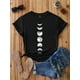 thumbnail image 1 of Moon Print Crew Neck T-shirt, Casual Short Sleeve T-shirt For Spring & Summer, Women's Clothing, 1 of 6