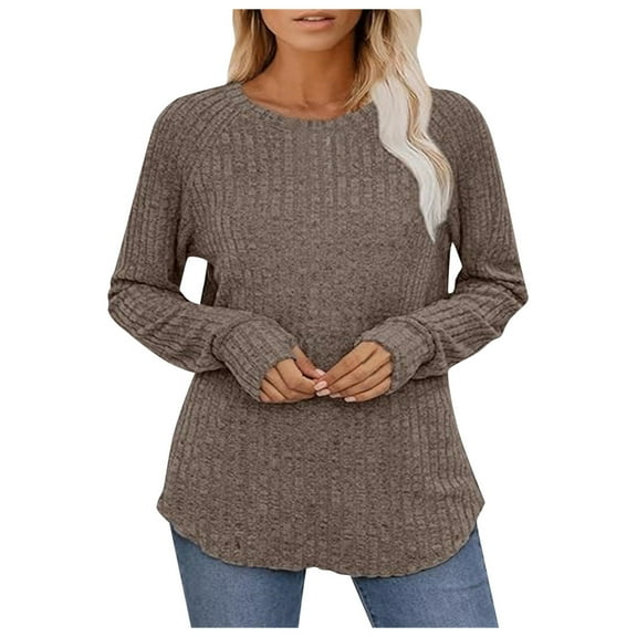 Women's 2025 Fall Shirts Oversized Long Sleeve Crew Neck Tunic Tops Solid Loose Fit Dressy Casual Fashion Pullovers