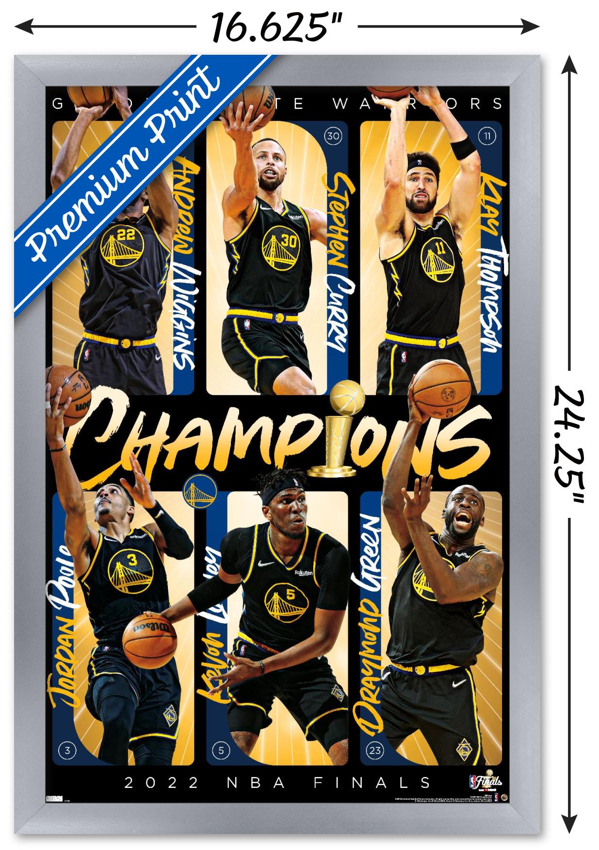 NBA Golden State Warriors - 2022 Commemorative NBA Finals Champions Wall Poster, 14.725" x 22.375" Framed