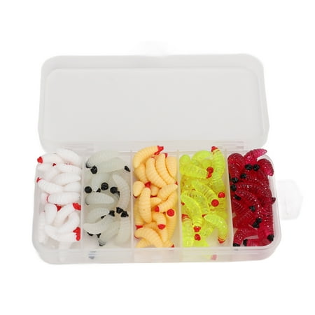 125pcs/box Soft Bait Worms Fishing Lures Luminous PVC Glow Soft Lure Baits for Bass Fishing