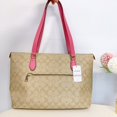 thumbnail image 3 of Coach Women's Signature Canvas Shoulder Tote Handbag, Light Khaki Petunia, 3 of 6