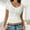 *White, variant on Holzkary Women's 2025 Spring Summer Short Sleeve Tops Ribbed Henley Button Slim Fit Basic Casual T Shirts Blouse Clothing V Neck Down Crop Tee Slim Fit Trendy Basic Crop Tops Black L