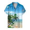 thumbnail image 1 of Camisas Vaqueras Para Hombre Manga Corta Camisa de vestir de manga corta hawaiana con estampado floral suelto para hombre (Sky Blue, 3XL), 1 of 2
