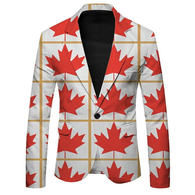WILLBEST Men's Casual Suit Jacket with Canadian Maple Lightweight Comfortable Stylish for Spring Summer Fall Daily Wear M i-Red