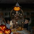 thumbnail image 3 of OIUR Halloween Gothic Wind Chime Spooky Bell Chime with Carved Pumpkin Lantern Ghost Grim Reaper Black Cat for Porch Lawn Window Decor, 3 of 7