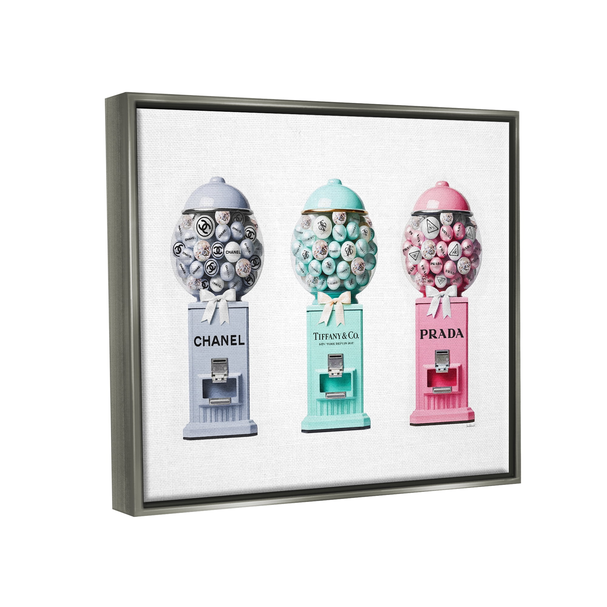 Stupell Industries Glam Gumball Candy Beauty & Fashion Painting Gray Floater Framed Canvas Art Print Wall Art, 21 x 17