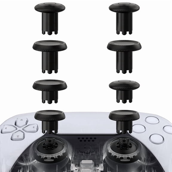 eXtremeRate ThumbsGear V3 Interchangeable Ergonomic Thumbsticks for PS5 Controller, Replacement Analog Thumb Sticks for PS4 Controller - 4 Height Adjustable Convex & Concave Grip Joysticks - Black