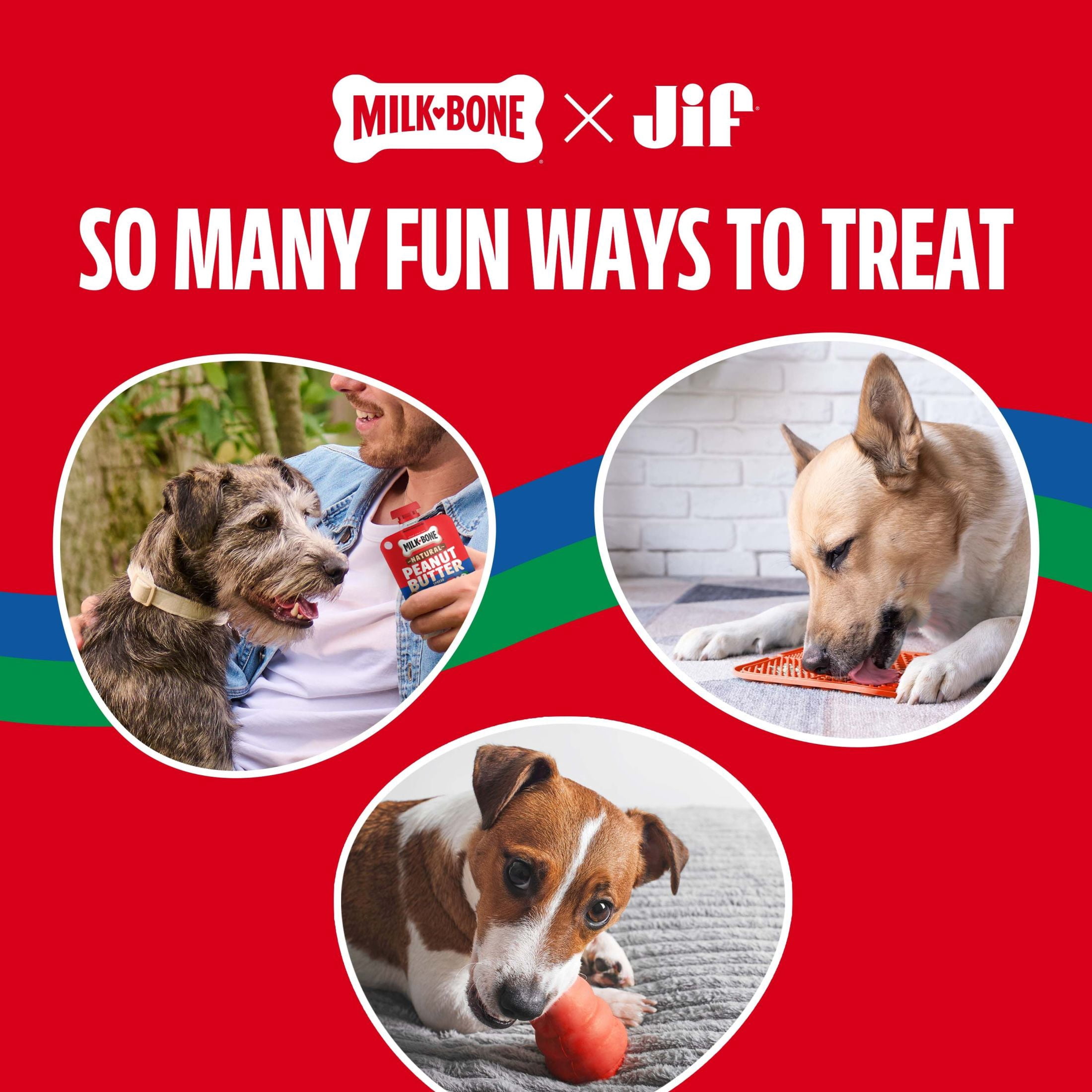 (2 pack) Milk Bone Natural Peanut Butter Spread with Jif , Lickable Dog Treats in a Squeezable Pouch, 5 oz