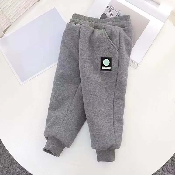 Hifoo Child Boys Fuzzy Jogger Pants Winter Warm Kids Trousers Thickened Casual Sports Sweatpants With Elastic Waist Toddler To Big Boys Breathable Slacks