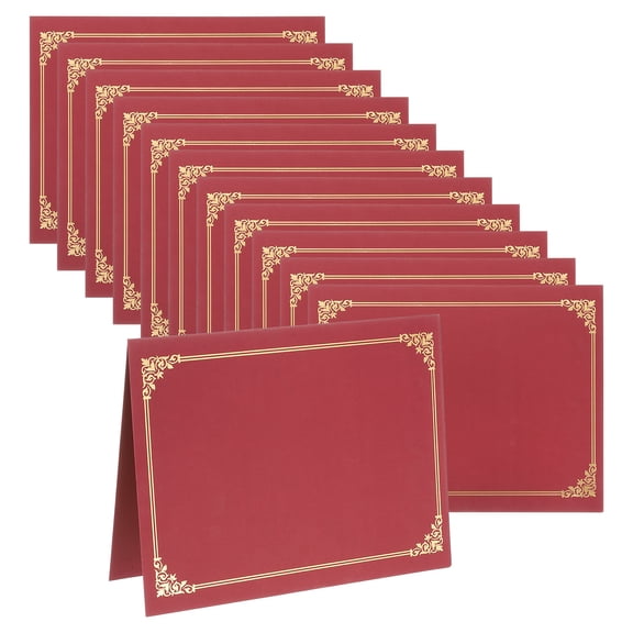 Uxcell Certificate Cover Holders, 12Pcs Fits 8.5x11" Paper Graduation Diploma with Gold Foil Border Award Recognition, Red