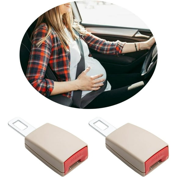 2 Pcs Seat Belt Extender, 4.7Inch Car Seatbelt Extender with Metal Tongue Auto Seatbelt Lengthening Accessories, Seat Belt Buckle Alert Muffler, Car Buckles Safety Belt Extender (Beige)