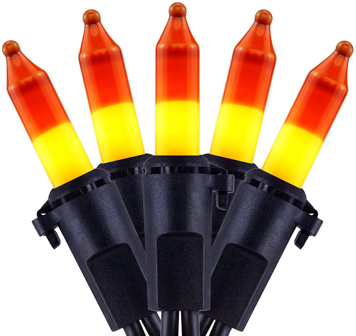 Details about   Candy Corn Incandescent Christmas Lights 66 Ft Black Wire 200 Mini Yellow & O... 
