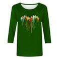thumbnail image 4 of PEZHADA Blouses pour Femmes Manches 3/4 Mode Féminine Manches Trois-Quarts Col Rond Rétro Imprimé Hauts Amples Blouse Manches Trois-Quarts, 4 of 9