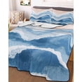 thumbnail image 2 of Quilts Full Size, Blue Waves Coastal Soft Comforter Bedding Set for Bed, Light Blue Ombre Summer Beach Oceans Lightweight Quilted Bedspread with Pillow Cover(2 Pieces) for All Season, 78x90 Inch, 2 of 6