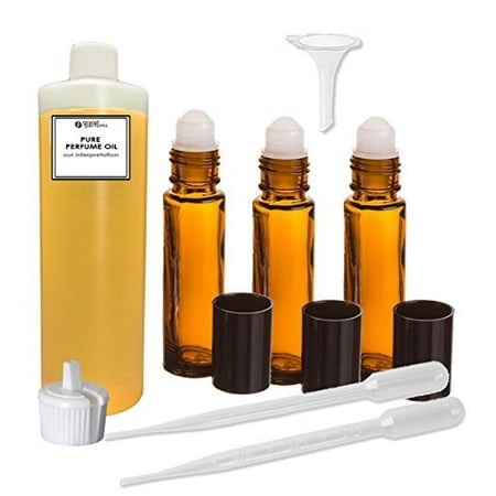 Grand Parfums Perfume Oil Set - Ellen Tracy Type Body Oil For Women Scented Fragrance Oil - Our Interpretation, with Roll On Bottles and Tools to Fill Them (1 Oz)
