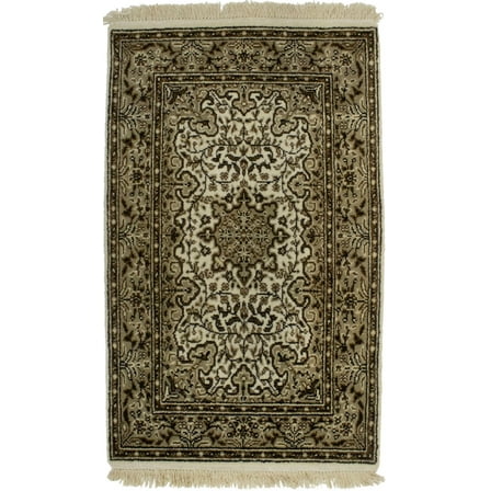 Cream Floral Kirman 2X3 Oriental Rug