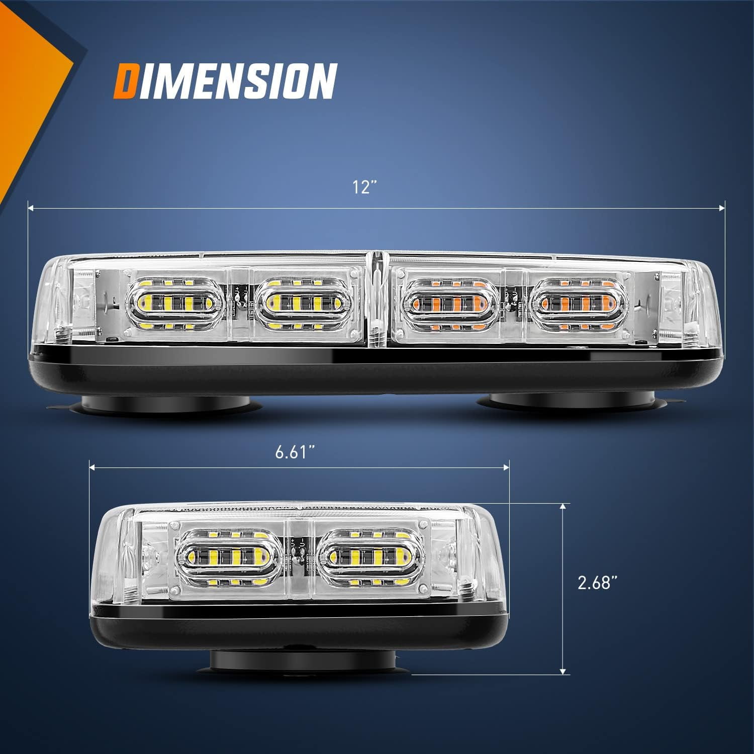 Nilight Roof Top Strobe Lights 48LED Magnetic 12V-24V Offroad Emergency Warning Light Bar for Cars Trucks Tractors Snow Plows
