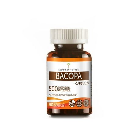 Bacopa 90 Capsules, 500 mg, Organic Bacopa (Bacopa Monnieri) Dried