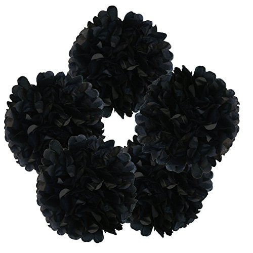 Artifacts 10-Inch Black Paper Pom Flower Ball - Walmart.com
