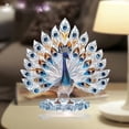 thumbnail image 5 of White and Blue Peacock Screen Desktop Ornament ,Hand Blown Colorful Acrylic Dragon Peacock Big Rooster Magpie Bird Art Glass Table Top Sculpture Room Decor, 5 of 5