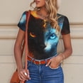 thumbnail image 6 of Hirioo Red And Blue Fire Cat for Women's Round Neck Short-sleeved Onesie Basic Bodysuits-Large, 6 of 7