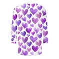 thumbnail image 4 of Gkeoshab Women's Valentine's Day Heart Print Blouse Long Sleeve Shirt Casual Top Blue M, 4 of 5