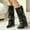 Black, variant on OKBOP Women's Knee High Boots Slip-On Pointy Toe Slouch Buckle Strap Low Heel Boots for Fall Winter Boots Sizes 35