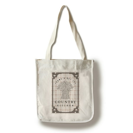 Bundles Bags - Country Kitchen - Wheat Bundle on Plaid - Lantern Press Artwork (100% Cotton Tote Bag - Reusable)