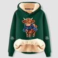 thumbnail image 2 of NinXxx Women's Casual Cow Print Lined Hoodie Long Sleeve Sweatshirt Dark Green XXXL, 2 of 4