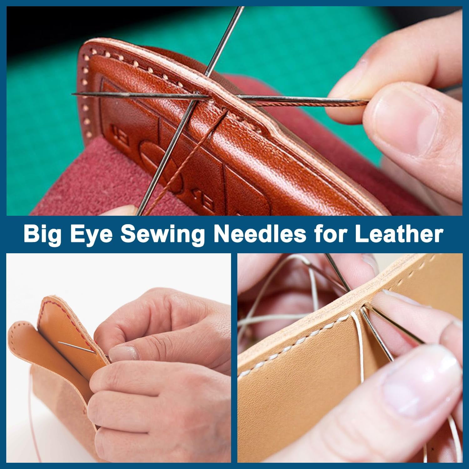 Premium Large Eye Hand Sewing Needles - Assorted Sizes (25 PCs with 2 Threaders)