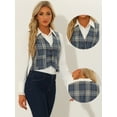 thumbnail image 2 of DARING DIVA Women's Plaid Single Breasted Sleeveless Racerback Waistcoat XS Grey Blue, 2 of 6