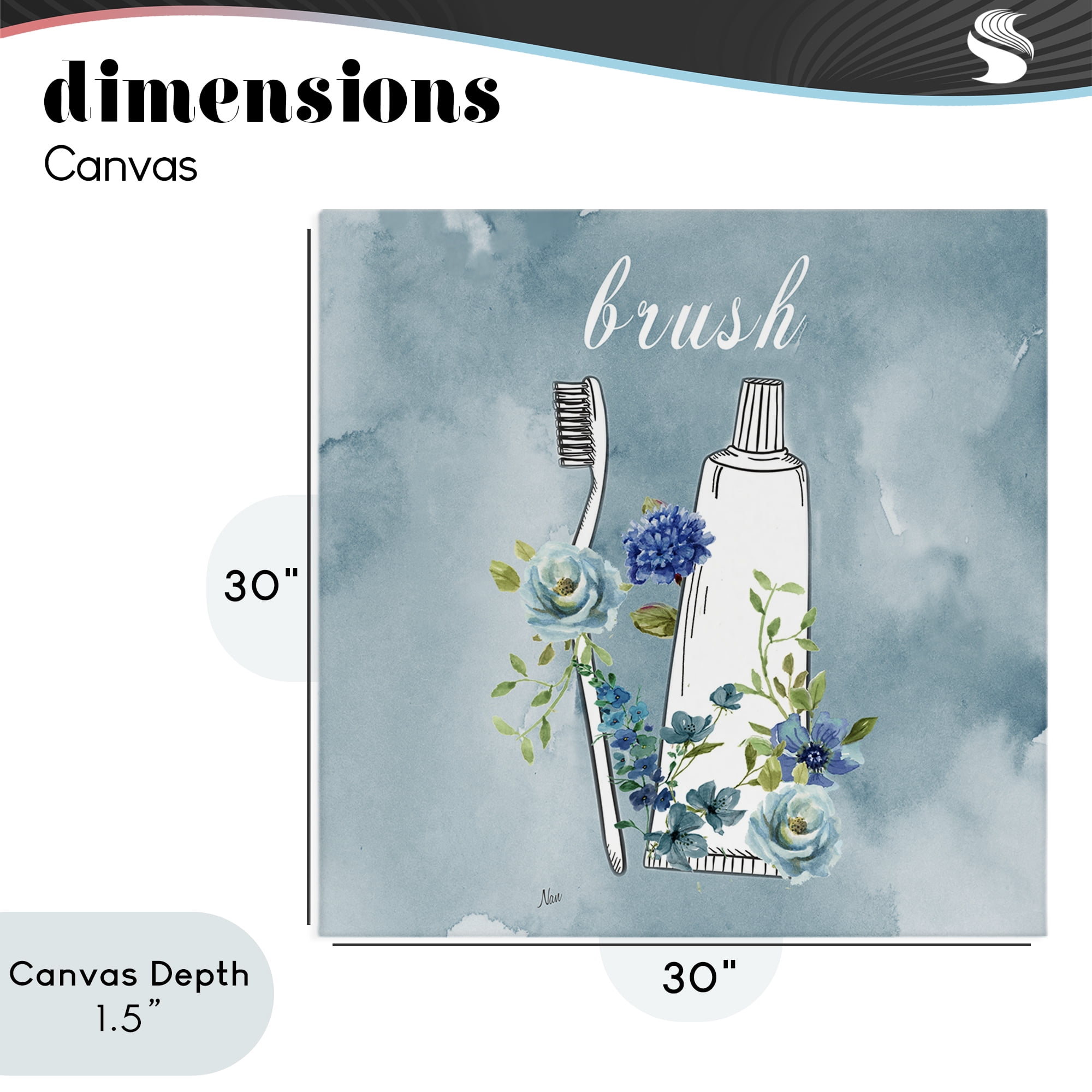 Stupell Industries Floral Bathroom Rules Brush Canvas Wall Art, design by Nan