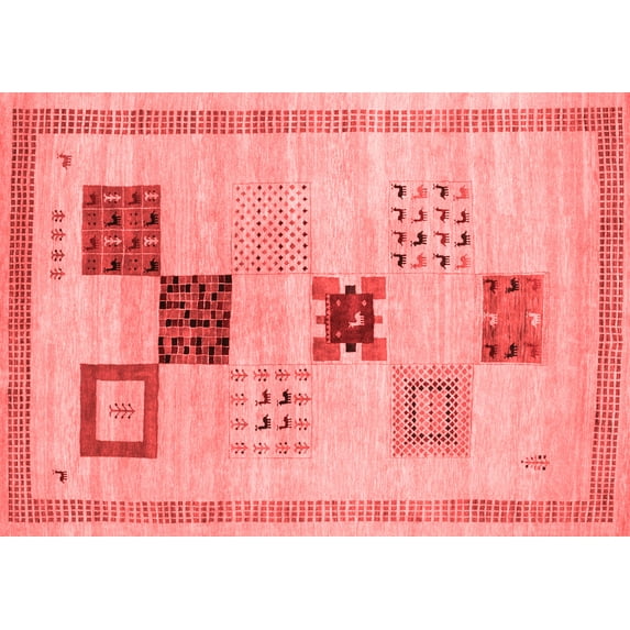 Ahgly Company Indoor Rectangle Abstract Red Contemporary Area Rugs, 8' x 12'