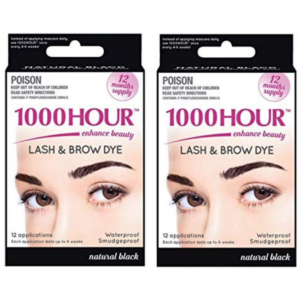 Combo Pack! 1000 Hour Eyelash & Brow Dye / Tint Kit Permanent Mascara (Black & Black) Walmart