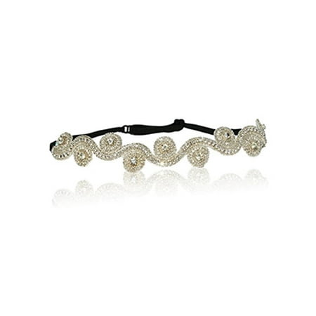 Bridal Crystal Swirl Rhinestone Diamond Headband Adjustable Non-slip Comfortable for (Best Non Slip Headbands)