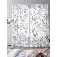 thumbnail image 3 of Spring Flowers Sheer Curtains 84 Inch Length 2 Panels Set Window Treatments, Blue Pink Floral Leaves Pastoral Botanical Rod Pocket Semi Curtains for Living Room/Bedroom/Kitchen Décor, 104"W x 84"L, 3 of 7