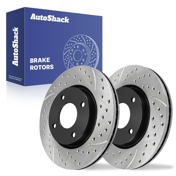 AutoShack Front Vented Drilled & Slotted E-Coated Brake Rotors 2-PC Set Replacement for 2007-2012 Nissan Sentra 2007-2012 Nissan Versa ShadowGuard 11.02" (279.8 mm)