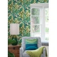 thumbnail image 3 of Caroline et Bettina Turquoise Feuilles Peel & Stick Wallpaper, 3 of 7