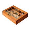 thumbnail image 1 of Caja de joyería, caja de almacenamiento de madera, decoración, caja de baratija de recuerdo, exhibición de joyería con tapa para collares, pendientes, 12 cuadrícula, 1 of 8
