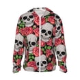 thumbnail image 2 of Uemuo Skull and Roses Pattern Women's Full Zip UPF 50+ Sun Protection Hoodie Jacket Long Sleeve Sun Shirt Hiking Outdoor Performance with Pockets-X-Large, 2 of 9