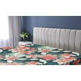 thumbnail image 5 of Ambesonne Floral Fitted Sheet, Flower Illustration Leaves, Queen Size, Dark Coral Dark Teal, 5 of 5