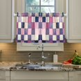 thumbnail image 2 of Yayeee Kitchen Curtains Tier Pair Light Filtering 27"x24" Rod Pocket Short Cafe Window Panel, Pink White And Purple Plaid Pattern, 2 of 7