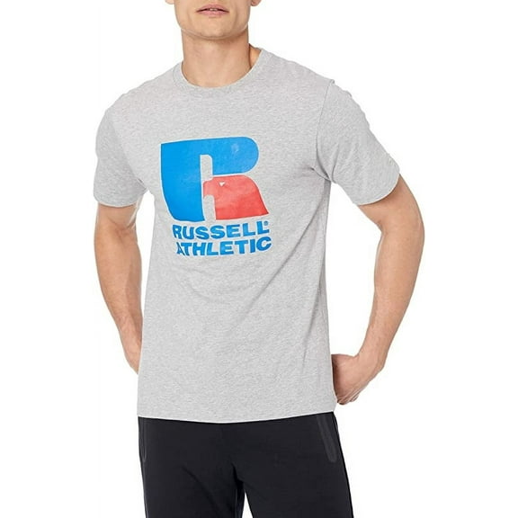 Russell Athletic Men’s LOGO Short Sleeve T-Shirt, Gray Large