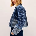 thumbnail image 5 of GEWSEY Women's Cropped Puffer Quilted Jacket Cardigan Floral Printed Lightweight Long Sleeve Open Front Short Padded Coats (Blue, M), 5 of 9
