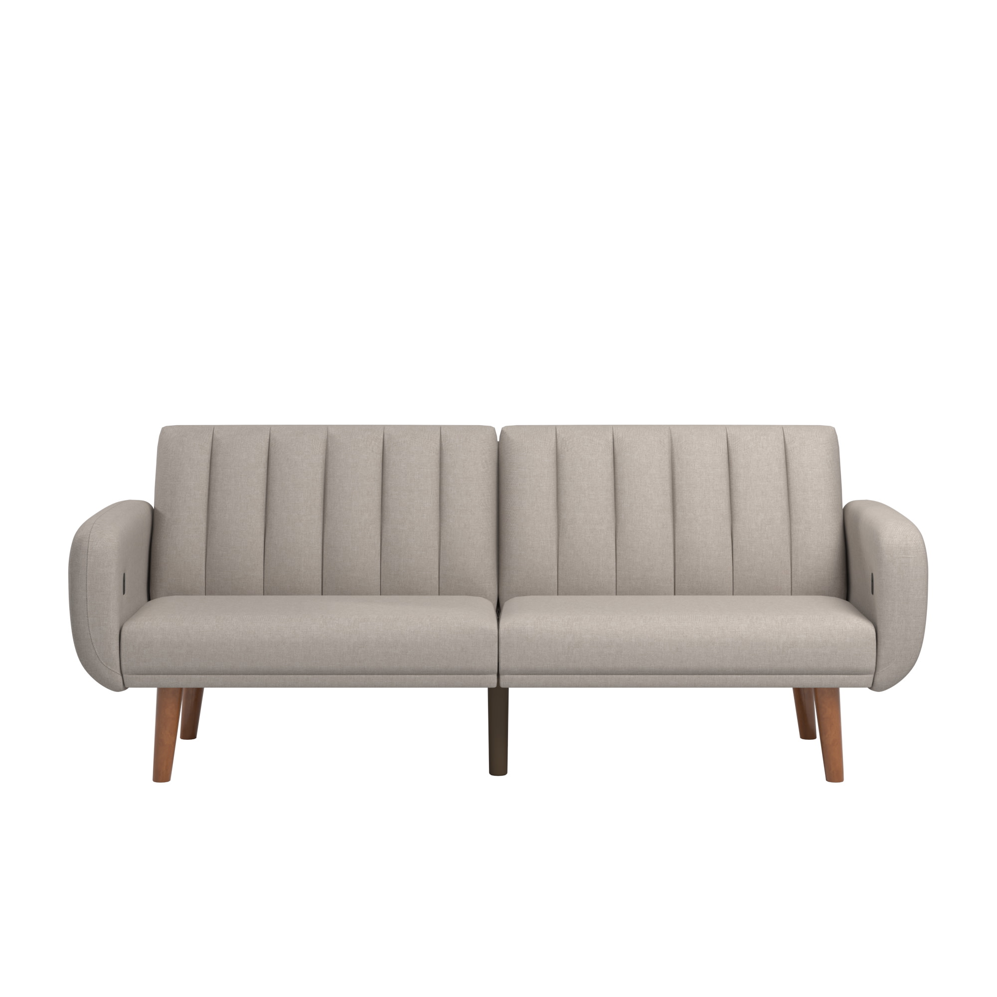 Weston Home Fosnavag Upholstered Convertible Futon Sofa Bed with USB, Light Grey Linen