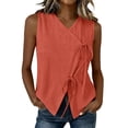 thumbnail image 2 of Women's Sleeveless V-Neck Linen Tank Top, Solid Color Casual Summer Blouse, 2 of 7