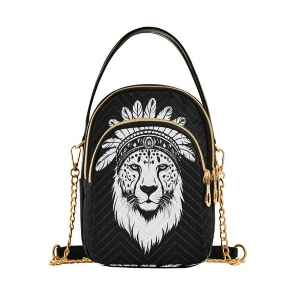 ALAZA Chain Crossbody Bags for Women Indian Lion Pattern Shoulder Handbag Phone Purse