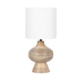 thumbnail image 4 of Kate and Laurel Bahira Modern Wood Bedside Table Lamp, 8 x 8 x 17, Light Natural, Sculptural Decorative Mango Wood Tabletop Desk Lamp with Linen Shade for Living Room Decor, 4 of 10